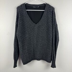 PRANA Ellery Womens Pullover V-neck open knit lined sweater -‎ M *READ